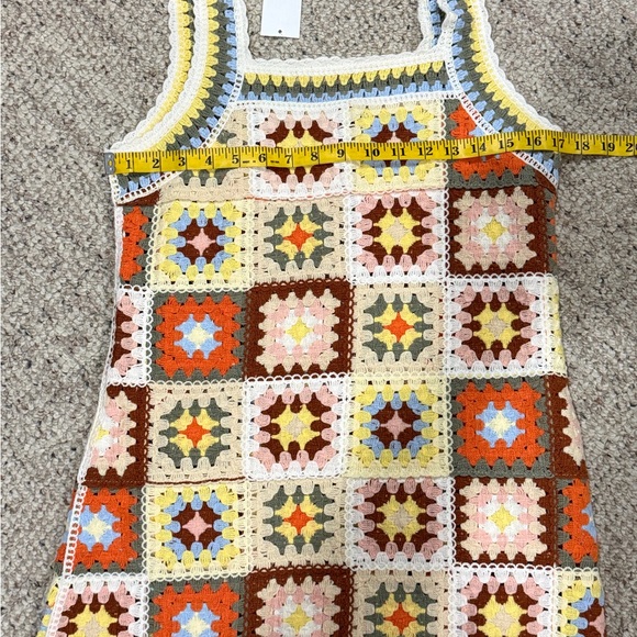New In Ragstock Crochet Mini Dress - Colorful Granny Square Patchwork Size: S/M - Picture 7 of 12